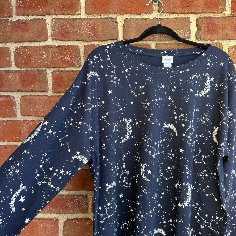 Chicos Zenergy star tunic top navy blue Long sleeve womens 2 sz 12 NEW - Picture 8 of 9